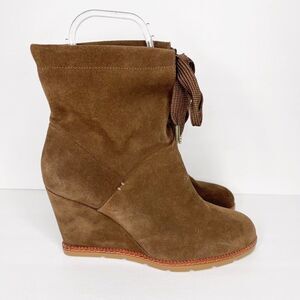 KATE SPADE Brown Saunders Suede Wedged Boots 